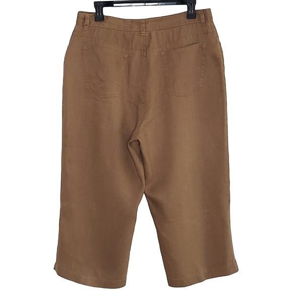 Jones New York Sport Petites Brown 100% Linen Capri Pants Size 14P - Picture 2 of 8